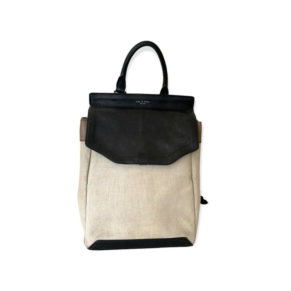 rag & bone Handbags - Rag Bone Luxe Italian Leather Natural Canvas Pilot Backpack